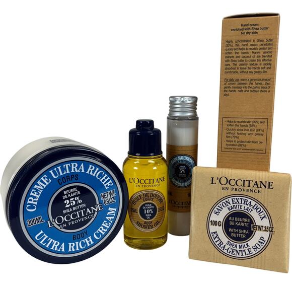 L’OCCITANE Shea Butter Gift Set Body Cream Oil Soap Hand Cream Boxed 5 Pc - Picture 5 of 6